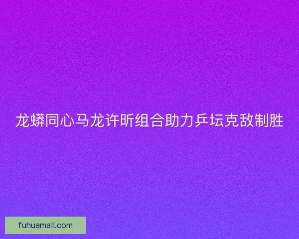 龙蟒同心马龙许昕组合助力乒坛克敌制胜